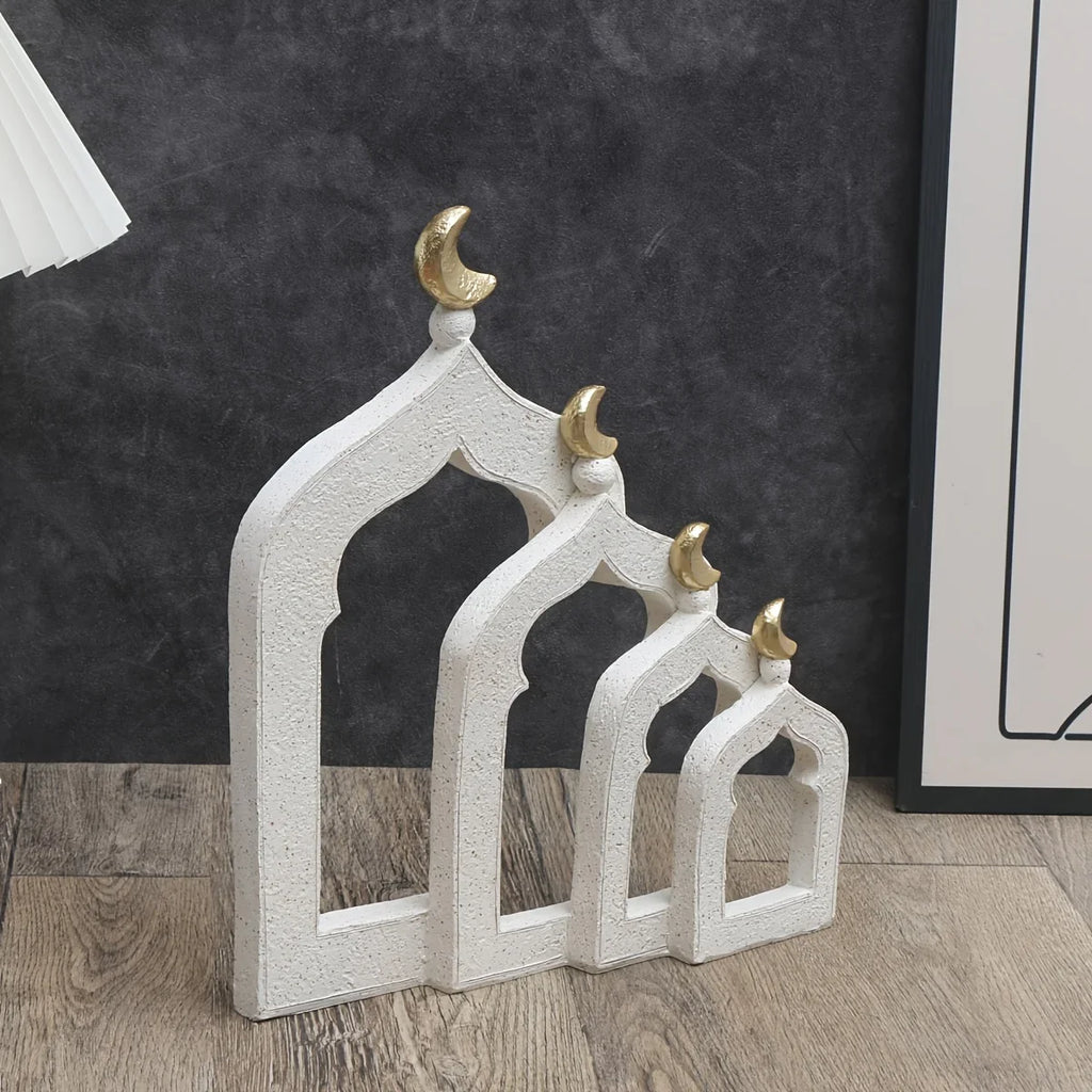 1pc Islamic Middle Eastern Architectural Ornament - Ramadan & Eid al-Fitr Decoration, Hand-Like Resin Miniature Dome & Minaret for, Tabletop, Shelf - Arabic Calligraphy-Inspired Cultural Accent Piece (Compatible with Islamic House Of Avana