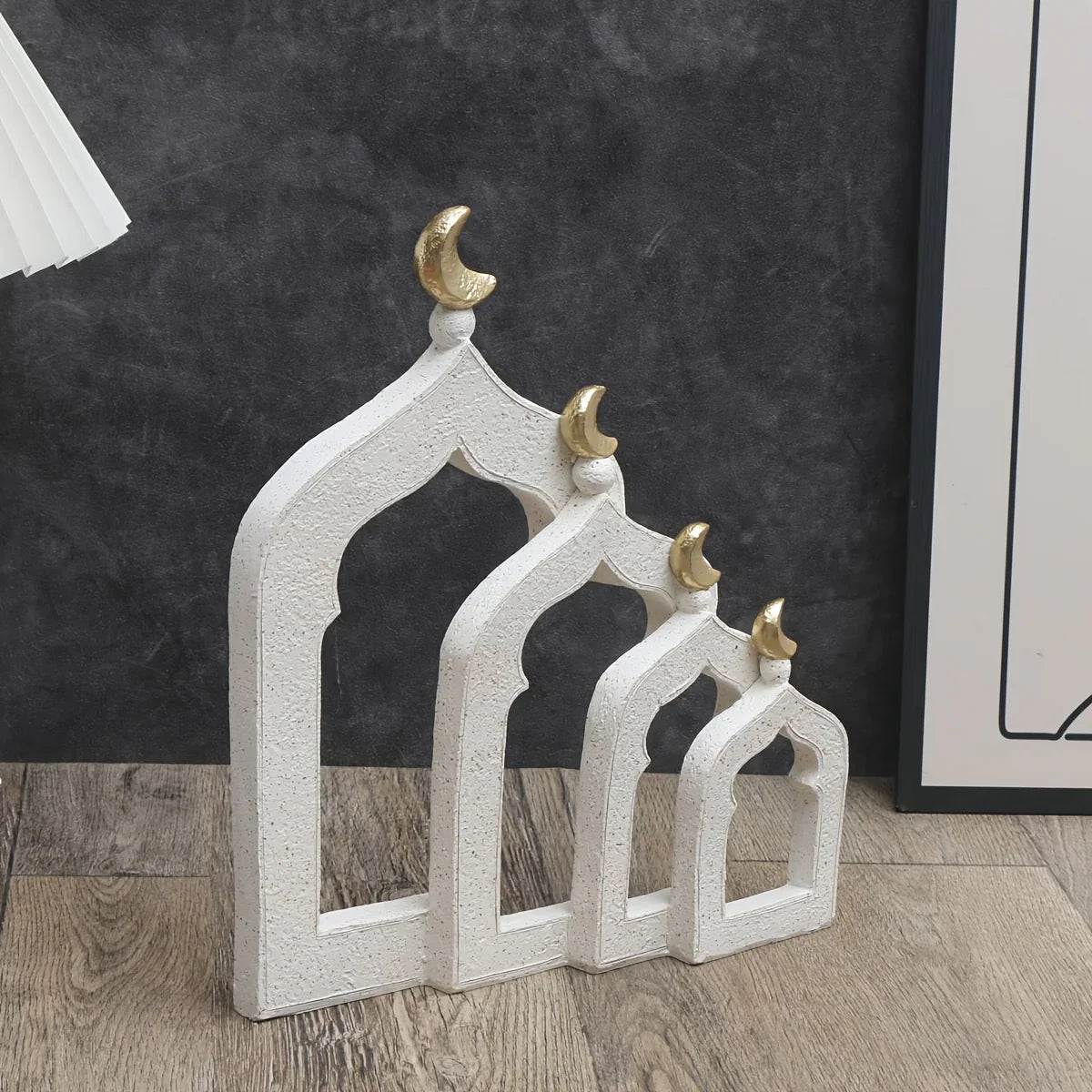 1pc Islamic Middle Eastern Architectural Ornament - Ramadan & Eid al-Fitr Decoration, Hand-Like Resin Miniature Dome & Minaret for, Tabletop, Shelf - Arabic Calligraphy-Inspired Cultural Accent Piece (Compatible with Islamic House Of Avana