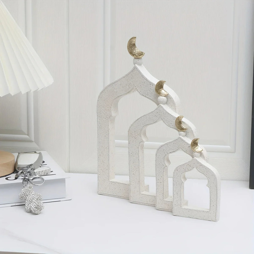 1pc Islamic Middle Eastern Architectural Ornament - Ramadan & Eid al-Fitr Decoration, Hand-Like Resin Miniature Dome & Minaret for, Tabletop, Shelf - Arabic Calligraphy-Inspired Cultural Accent Piece (Compatible with Islamic House Of Avana