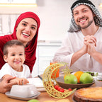 Islamic Ramadan & Eid Serving Tray - Crescent Moon & Star Design with Intricate Lattice Pattern, Durable Iron Construction, Perfect for Iftar Party, Dessert Display, And Table Decor, Ramadan Decorations House Of Avana