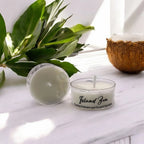 Island Zen, Premium Coconut-soy Wax Tea Light Crystal Candle, 1oz, front view - House Of Avana