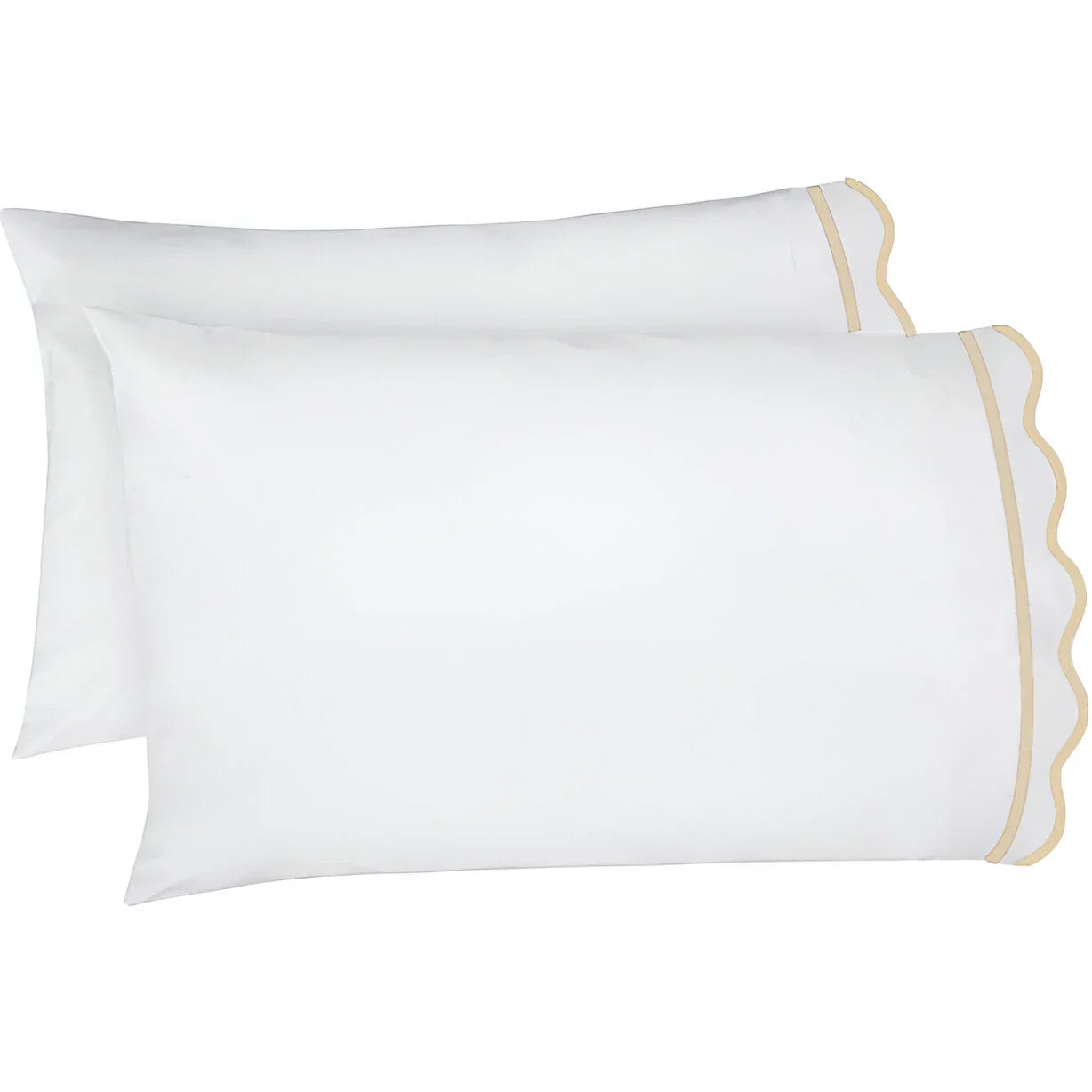 400TC Cotton Scallop Embroidery & Border Sateen Solid Pillowcases (Set Of 2) PushpLinen