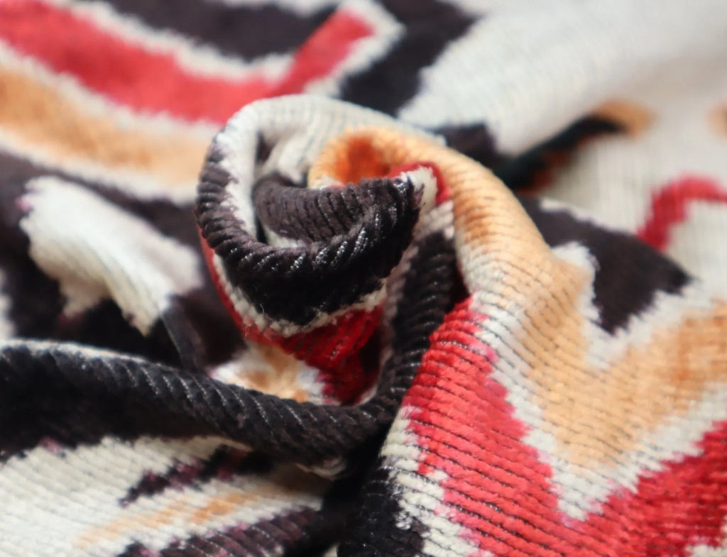 Canvello Geometric Orange Ivory Handmade 16x24 Silk Velvet Pillow, Organic Veg Dyed, Down/feather... - House Of Avana