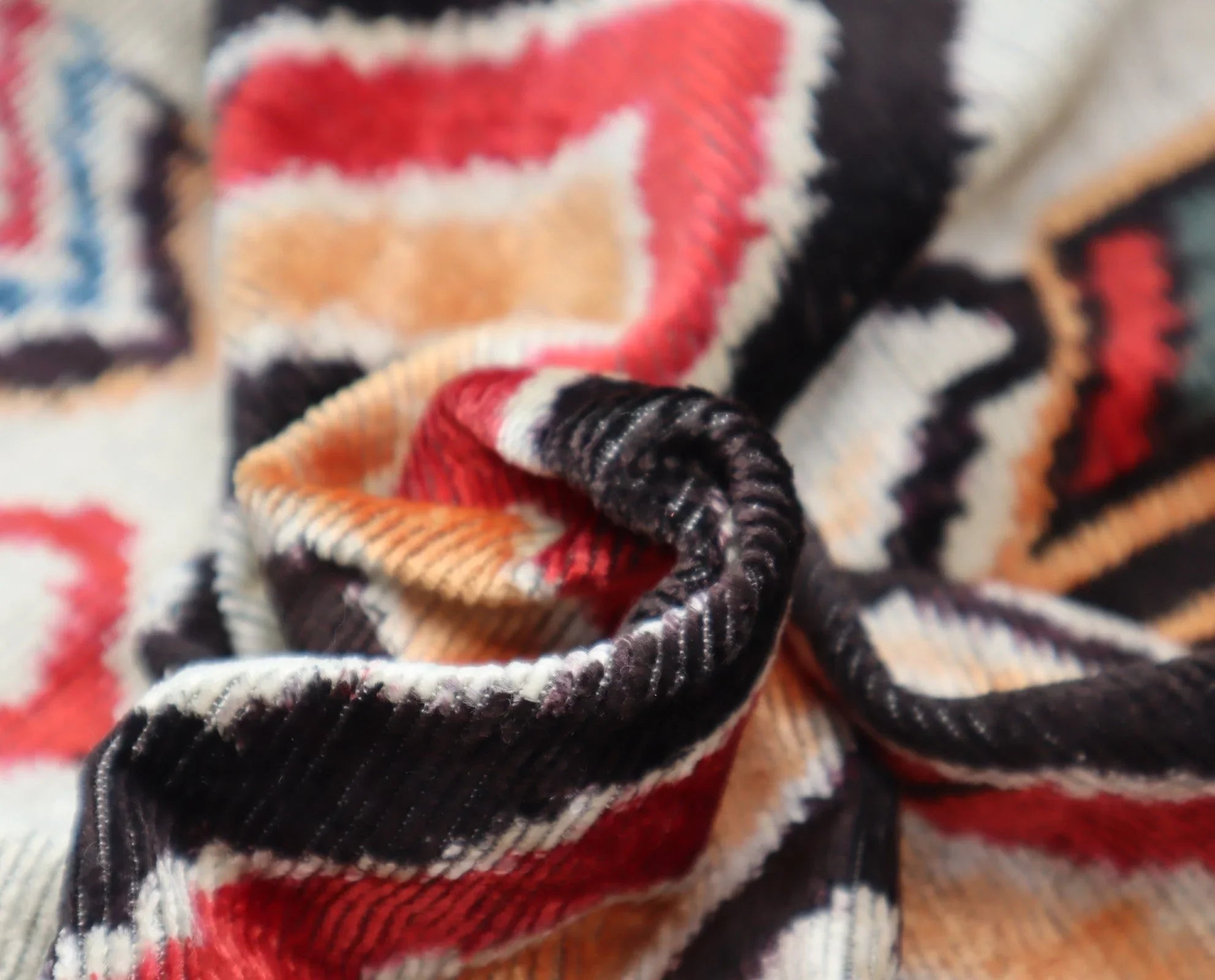 Canvello Geometric Orange Ivory Handmade 16x24 Silk Velvet Pillow, Organic Veg Dyed, Down/feather... - House Of Avana