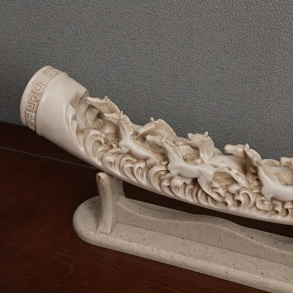 Ivory Horse Statue - House Of Avana