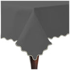 Scallop Embroidery Sateen Cotton Solid Table Cloth - Dark Grey PushpLinen