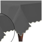 Scallop Embroidery Sateen Cotton Solid Table Cloth - Dark Grey PushpLinen