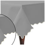 Scallop Embroidery Sateen Cotton Solid Table Cloth - Light Grey PushpLinen