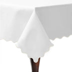 Scallop Embroidery Sateen Poly Cotton Solid Table Cloth PushpLinen