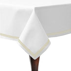 Triple Embroidery Border Sateen Cotton Solid Table Cloth PushpLinen