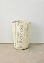 Zulu Hand-felted Ivory Wool Floor Vase, front view - House Of Avana