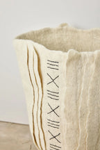 Zulu Hand-felted Ivory Wool Floor Vase, side view - House Of Avana