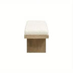 Bella Upholstered Modern Acnt Bench, Ivory White Boucle - House Of Avana