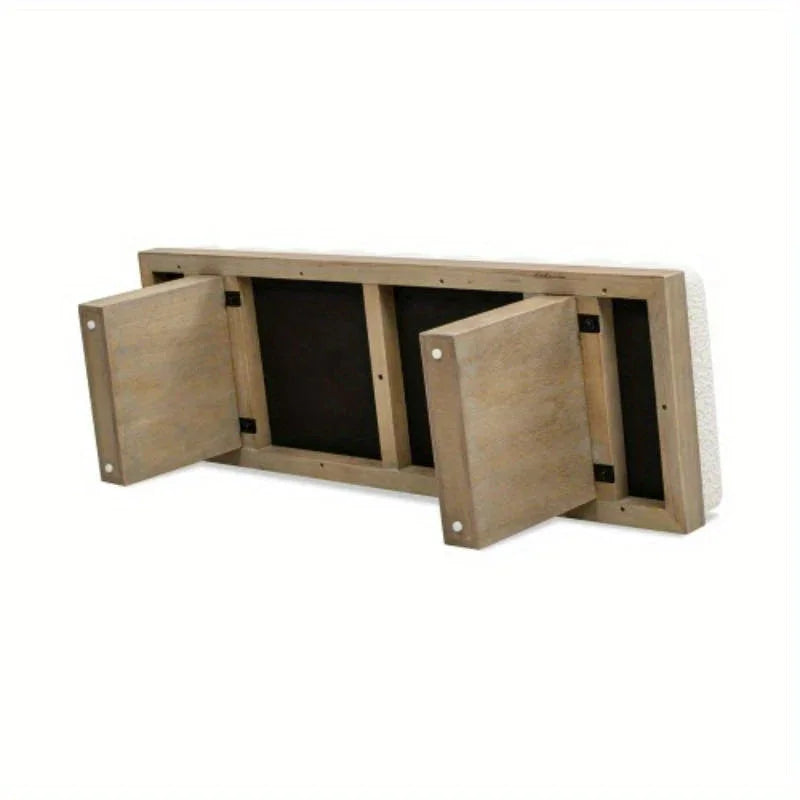 Bella Upholstered Modern Acnt Bench, Ivory White Boucle - House Of Avana