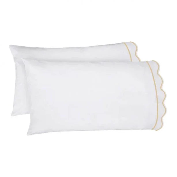 400TC Cotton Scallop Embroidery & Border Sateen Solid Sheet Set PushpLinen