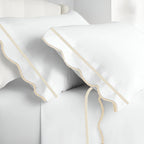 400TC Cotton Scallop Embroidery & Border Sateen Solid Pillowcases (Set Of 2) PushpLinen