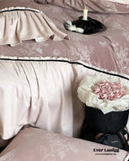 Jacquard Gilded Velvet Ruffled Bedding Set / Brown Ever Lasting