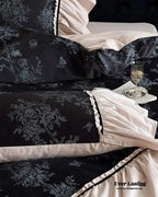 Jacquard Gilded Velvet Ruffled Bedding Set / Brown Ever Lasting