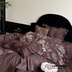 Jacquard Gilded Velvet Ruffled Bedding Set / Brown Ever Lasting