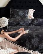 Jacquard Gilded Velvet Ruffled Bedding Set / Pink Ever Lasting