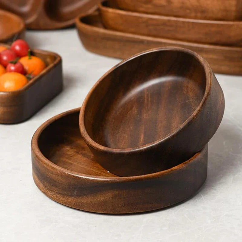 Japanese Style Solid Wood Tray Boat-shaped Walnut Wood Salad Bowl Dessert Snacks Fruit Sushi Plates Hotel Restaurant Kitchen - House Of Avana