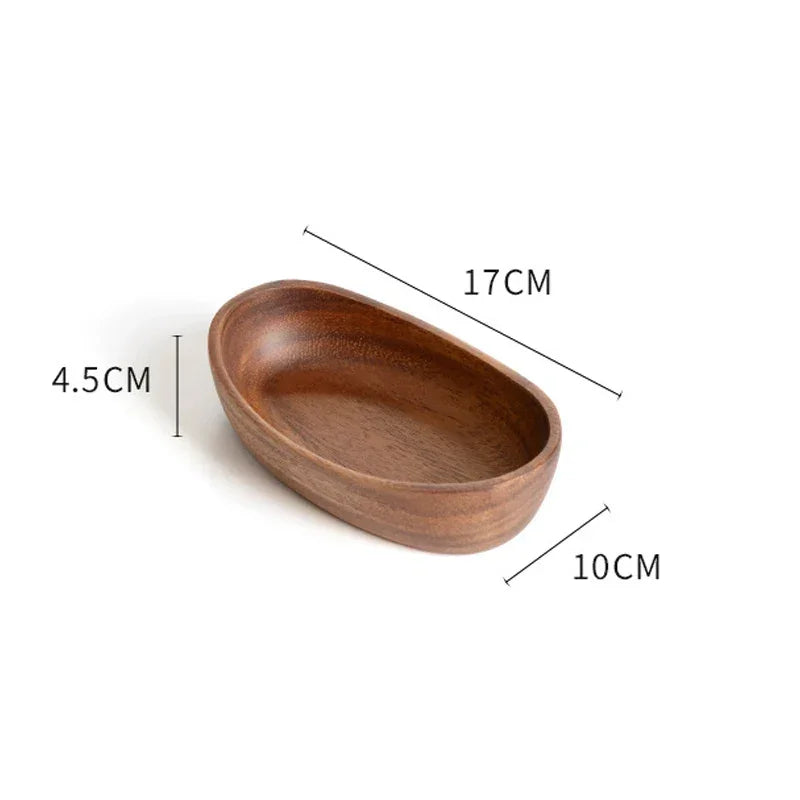 Japanese Style Solid Wood Tray Boat-shaped Walnut Wood Salad Bowl Dessert Snacks Fruit Sushi Plates Hotel Restaurant Kitchen - House Of Avana