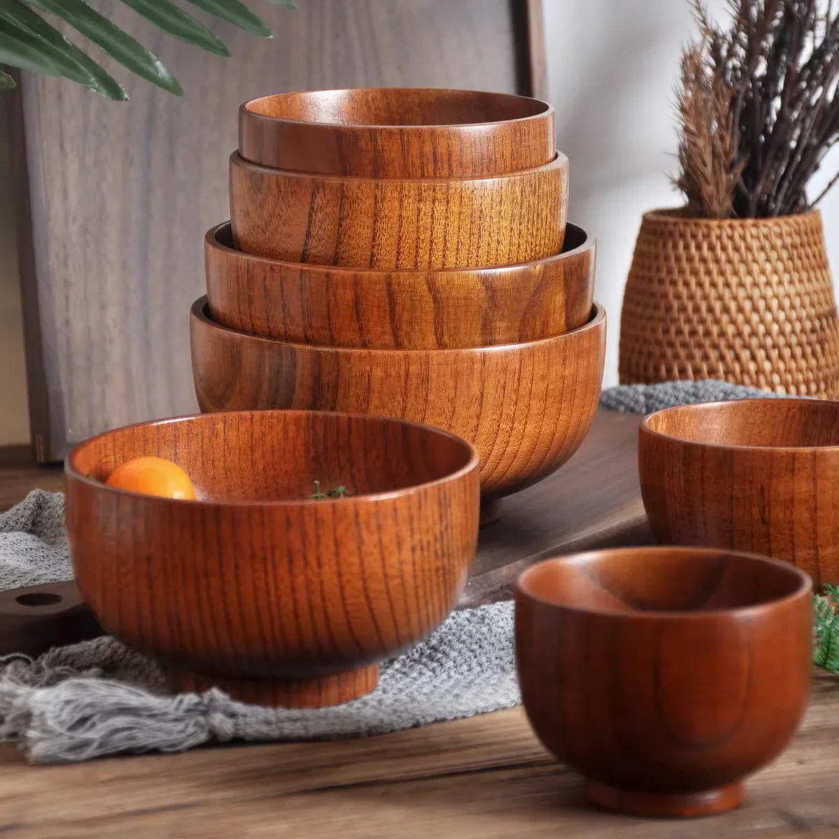 Japanese Wooden Bowls Jujube Wood Children Baby Adults Small Soup Bowls Solid Wood Salad Bowls Retro Household Tableware - House Of Avana