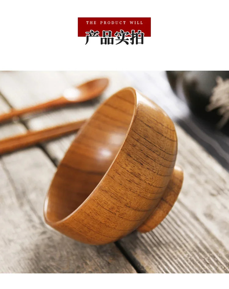 Japanese Wooden Bowls Jujube Wood Children Baby Adults Small Soup Bowls Solid Wood Salad Bowls Retro Household Tableware - House Of Avana