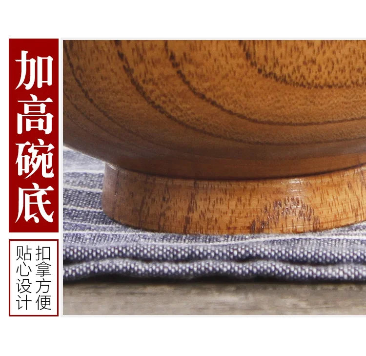 Japanese Wooden Bowls Jujube Wood Children Baby Adults Small Soup Bowls Solid Wood Salad Bowls Retro Household Tableware - House Of Avana