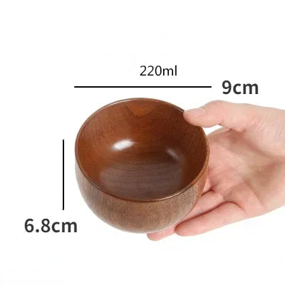 Japanese Wooden Bowls Jujube Wood Children Baby Adults Small Soup Bowls Solid Wood Salad Bowls Retro Household Tableware - House Of Avana