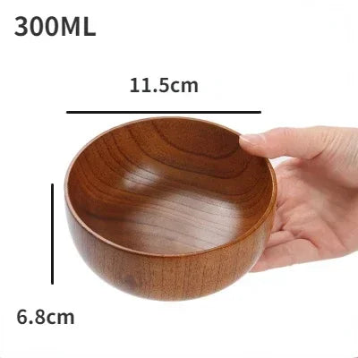 Japanese Wooden Bowls Jujube Wood Children Baby Adults Small Soup Bowls Solid Wood Salad Bowls Retro Household Tableware - House Of Avana