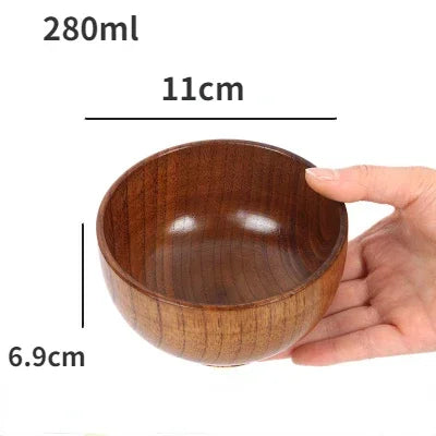 Japanese Wooden Bowls Jujube Wood Children Baby Adults Small Soup Bowls Solid Wood Salad Bowls Retro Household Tableware - House Of Avana