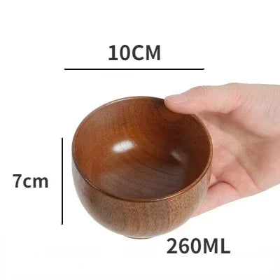 Japanese Wooden Bowls Jujube Wood Children Baby Adults Small Soup Bowls Solid Wood Salad Bowls Retro Household Tableware - House Of Avana
