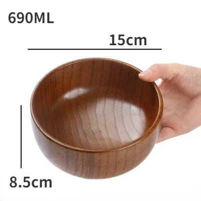Japanese Wooden Bowls Jujube Wood Children Baby Adults Small Soup Bowls Solid Wood Salad Bowls Retro Household Tableware - House Of Avana