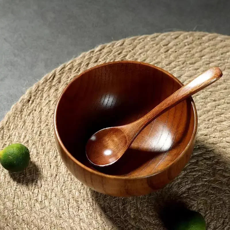 Japanese Wooden Bowls Jujube Wood Children Baby Adults Small Soup Bowls Solid Wood Salad Bowls Retro Household Tableware - House Of Avana