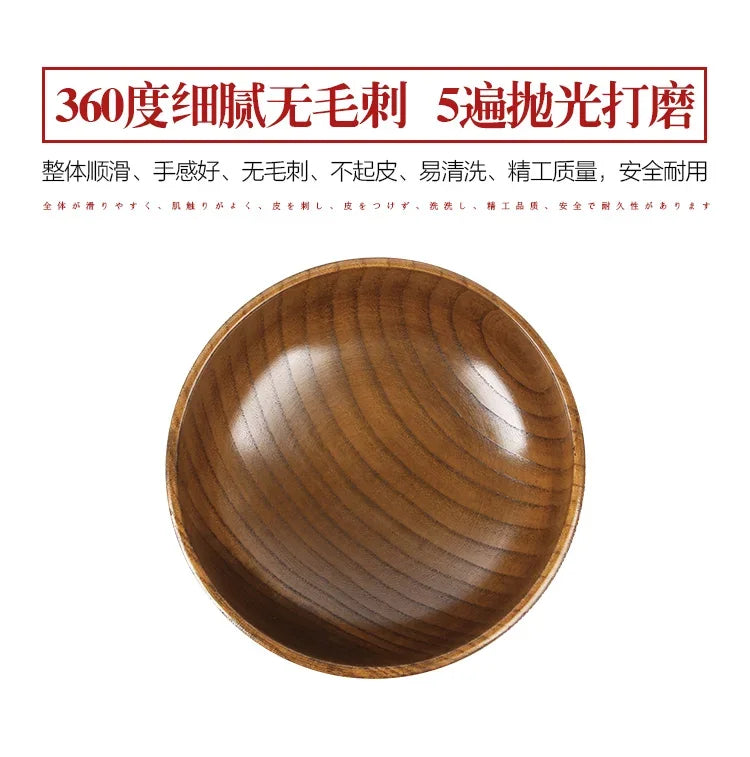 Japanese Wooden Bowls Jujube Wood Children Baby Adults Small Soup Bowls Solid Wood Salad Bowls Retro Household Tableware - House Of Avana