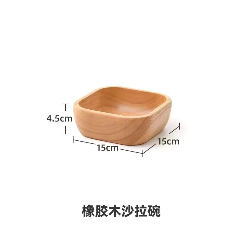 Natural wood square bowl, solid wood construction, unique dessert tray - House of Avana