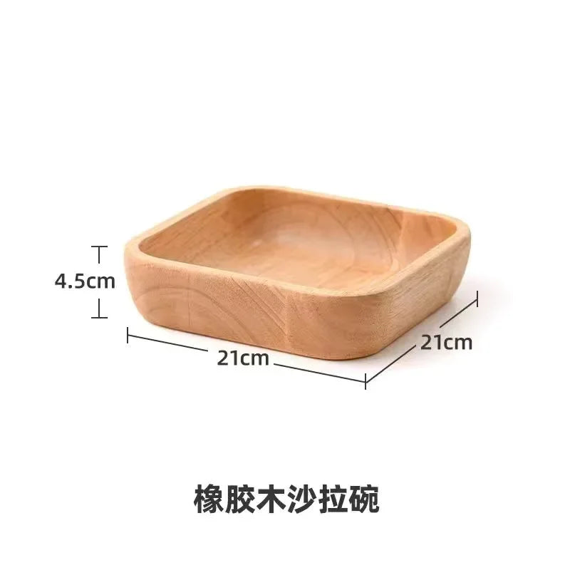 Natural wood square bowl, solid wood construction, unique dessert tray - House of Avana