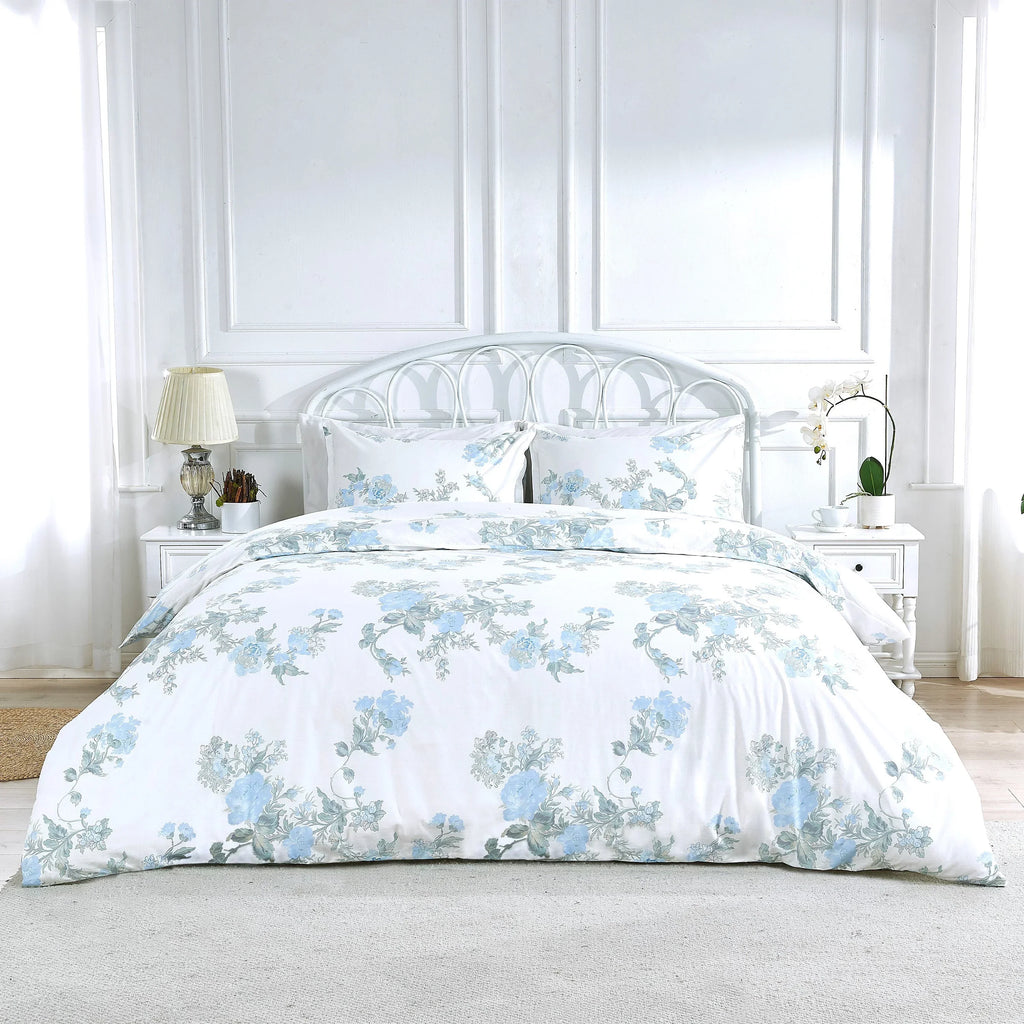 Jardin De Rose Printed Cotton Percale Duvet Set Mélange Home