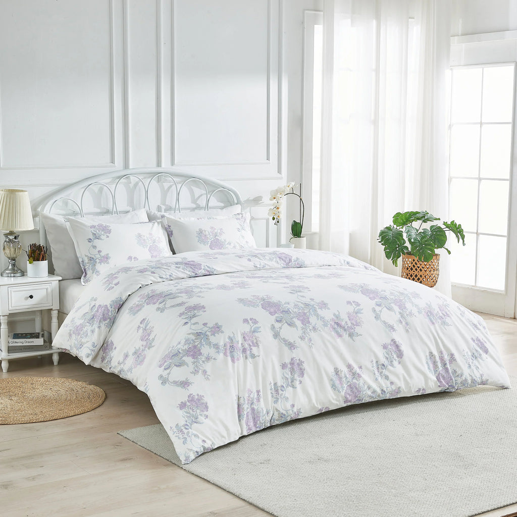Jardin De Rose Printed Cotton Percale Duvet Set Mélange Home