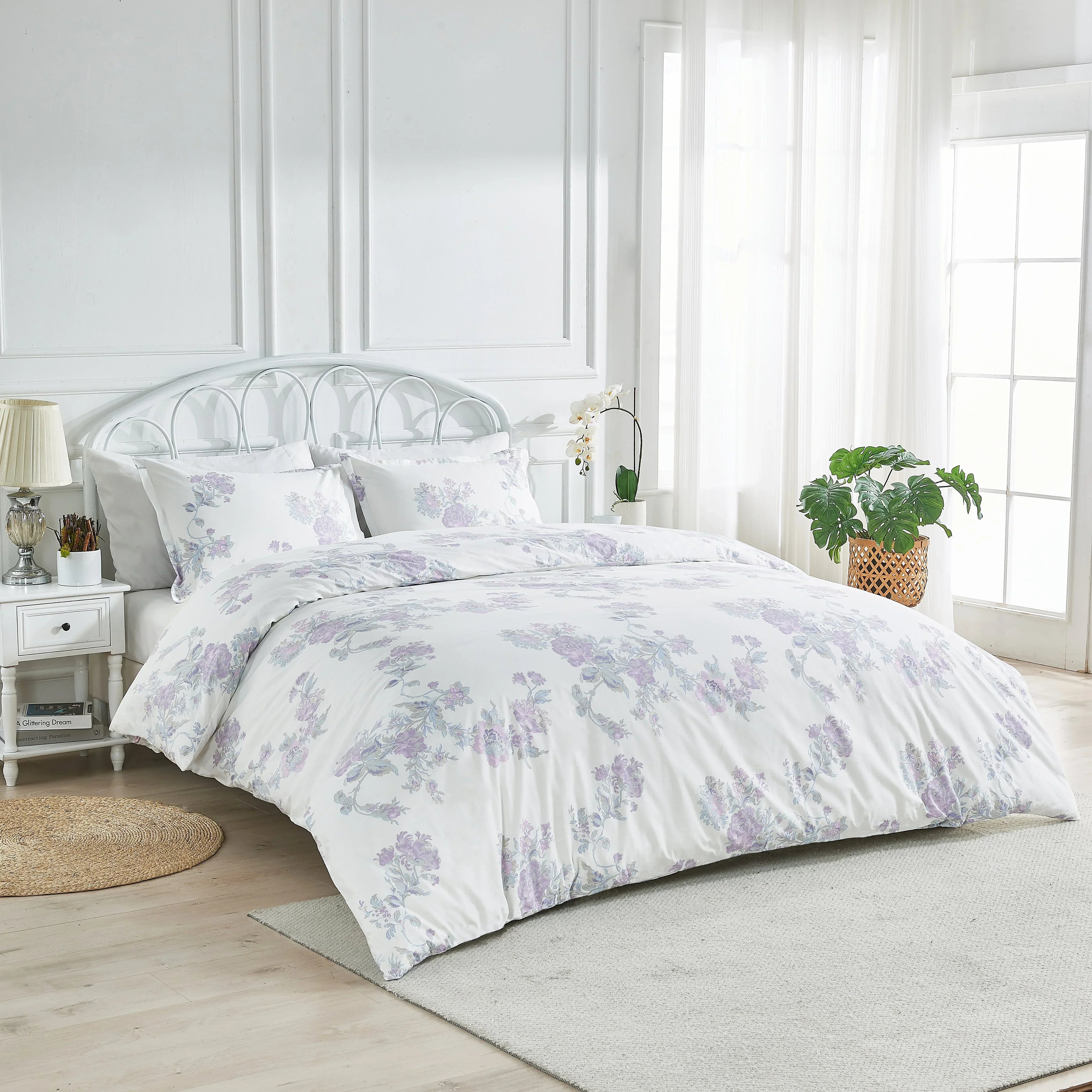 Jardin De Rose Printed Cotton Percale Duvet Set Mélange Home