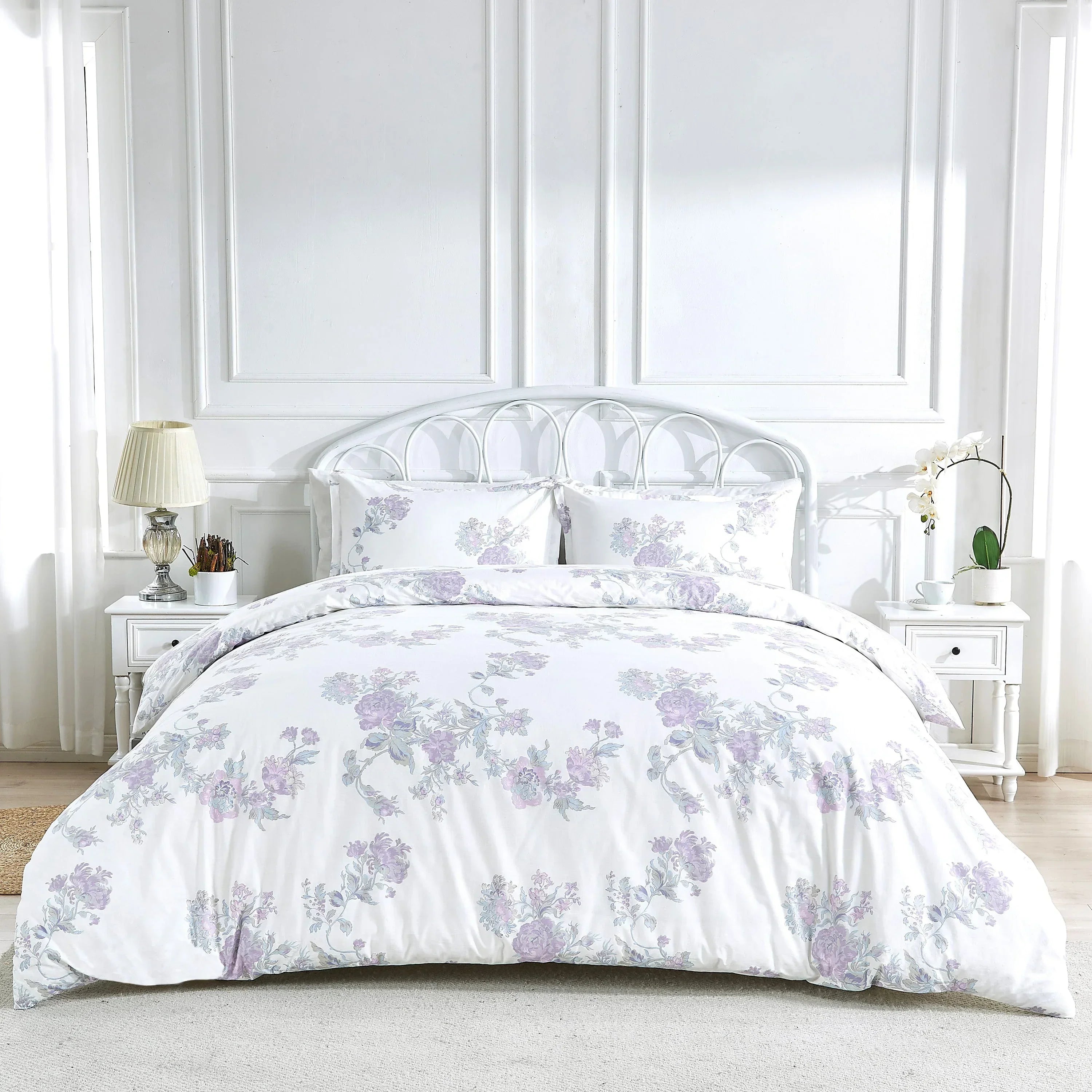 Jardin De Rose Printed Cotton Percale Duvet Set Mélange Home