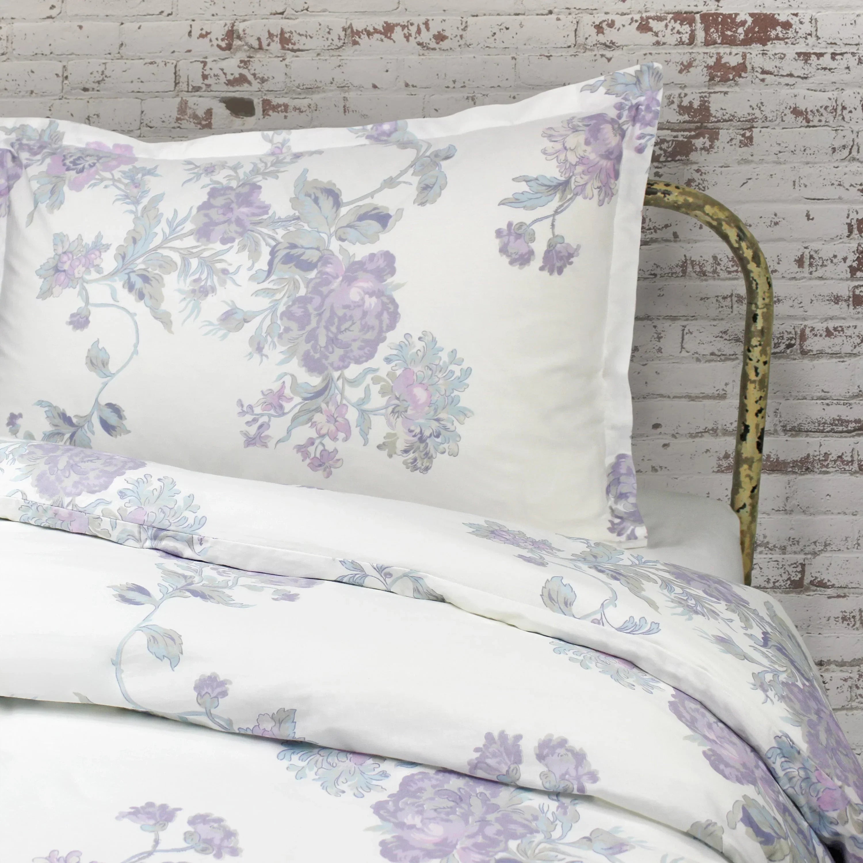 Jardin De Rose Printed Cotton Percale Duvet Set Mélange Home