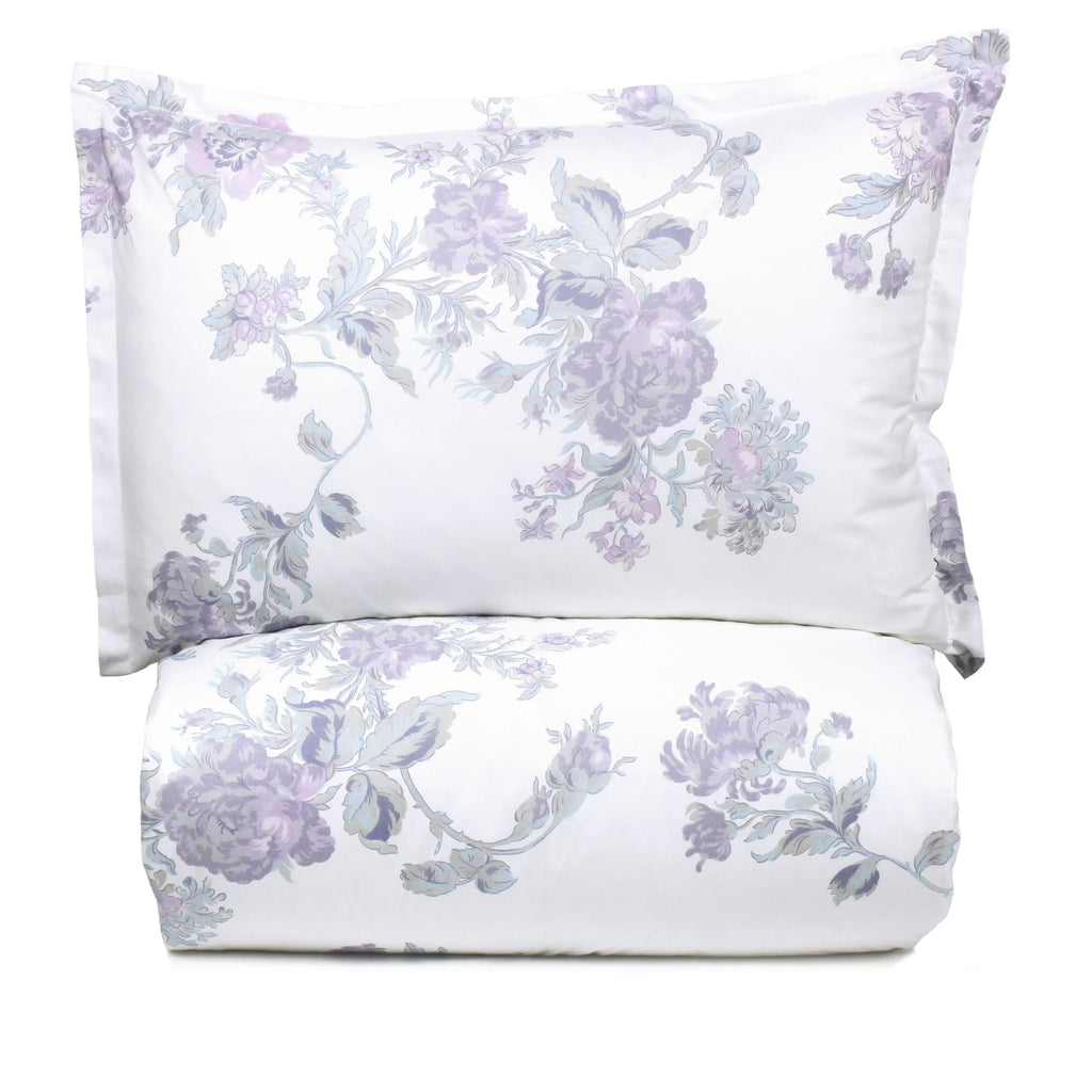 Jardin De Rose Printed Cotton Percale Duvet Set Mélange Home