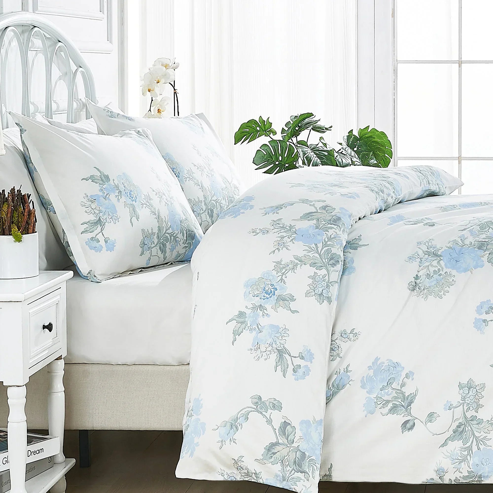 Jardin De Rose Printed Cotton Percale Duvet Set Mélange Home