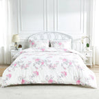 Jardin De Rose Printed Cotton Percale Duvet Set Mélange Home