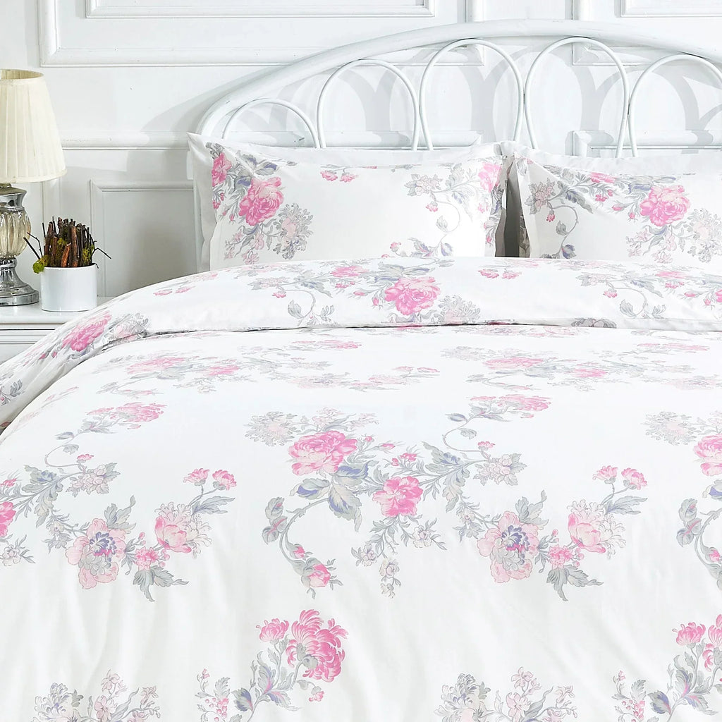 Jardin De Rose Printed Cotton Percale Duvet Set Mélange Home