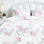 Jardin De Rose Printed Cotton Percale Duvet Set Mélange Home