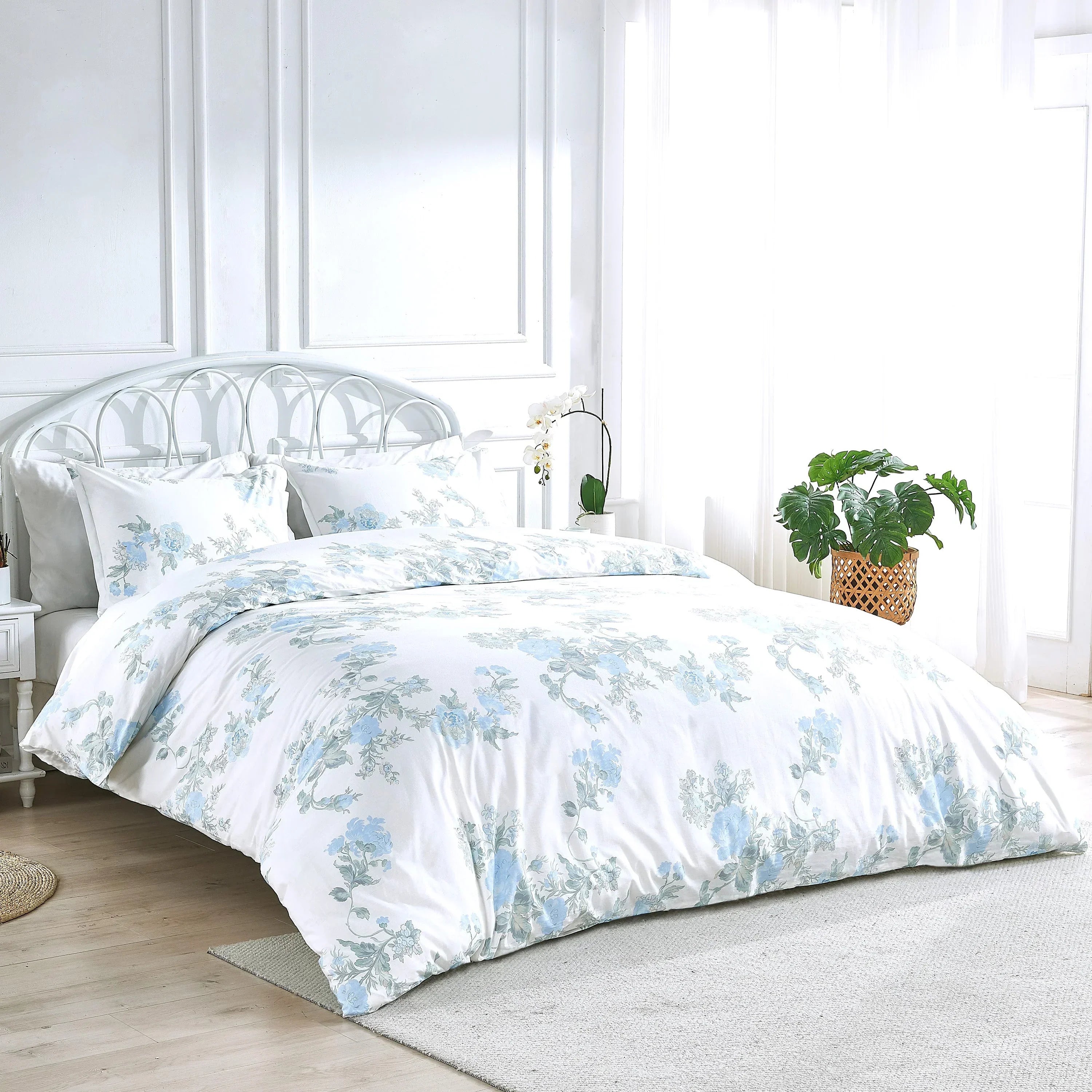 Jardin De Rose Printed Cotton Percale Duvet Set Mélange Home