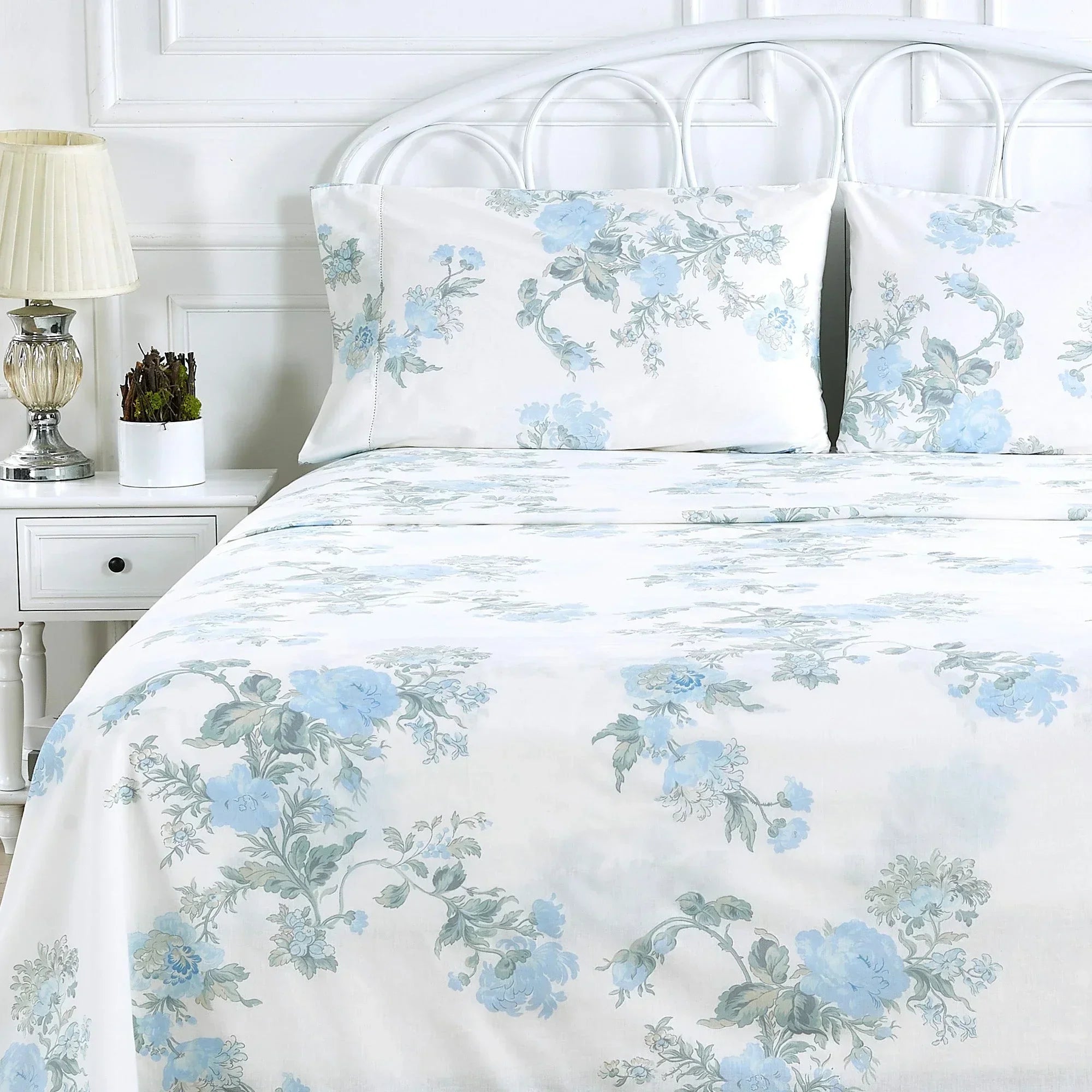 Jardin De Rose Printed Cotton Percale Sheet Set Mélange Home